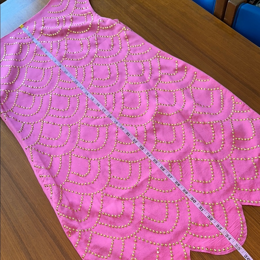 Trina Turk 100% Silk Pink Beaded Shift Dress, size 6 - Picture 5 of 8